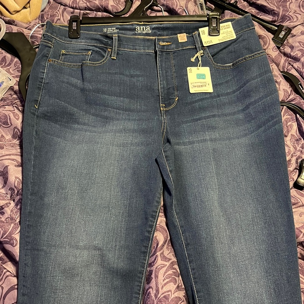 High rise ankle skinny jeans, size 18, a.n.a brand, dark wash denim